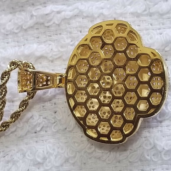 Sterling Silver 925 Flower Zirconia Gold Finishin - Picture 5 of 6